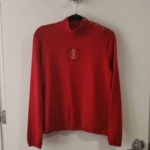 Wms. Sz. L Red Mock Neck Sweater by Ralph Lauren